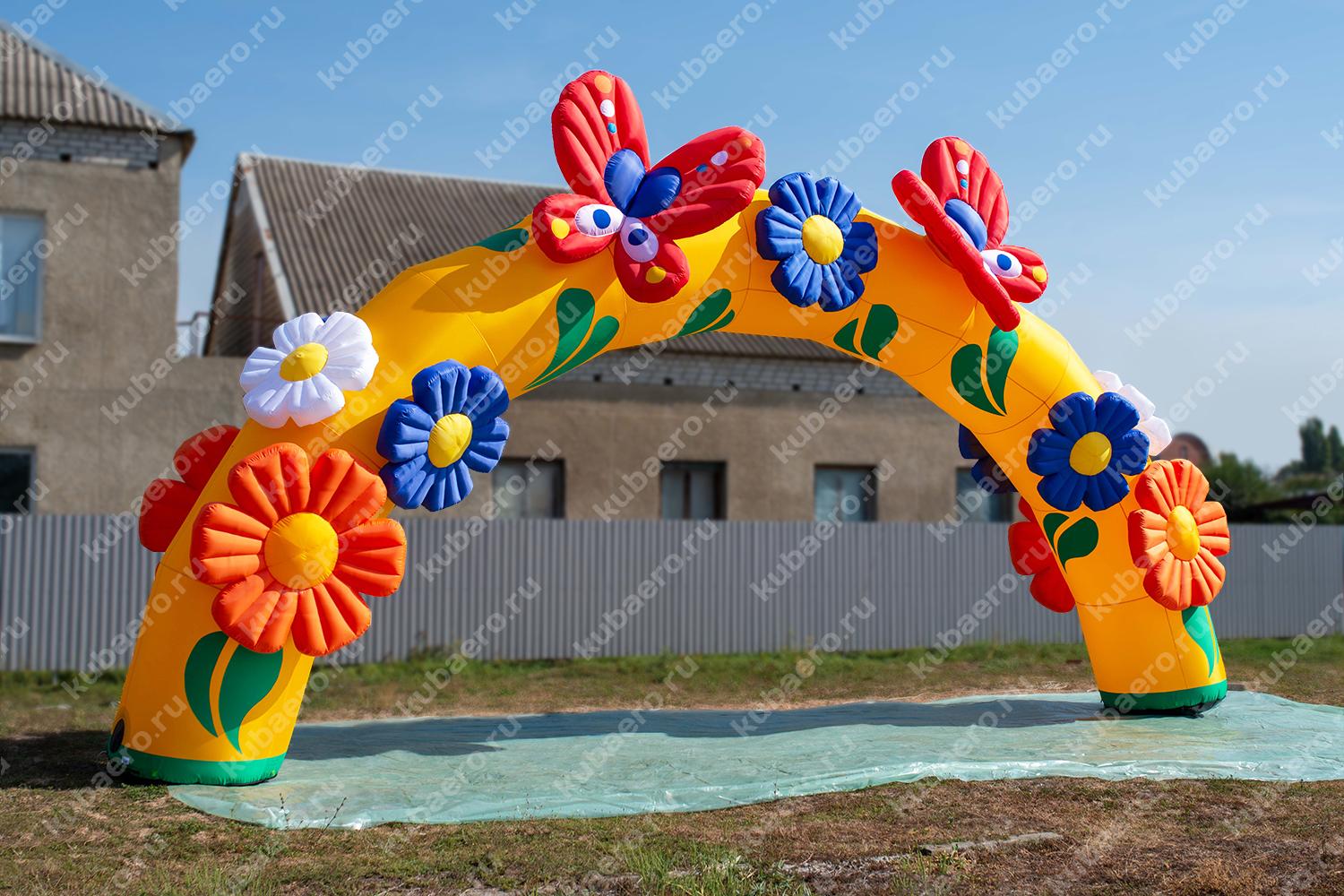 Надувная арка 11м с цветами и бабочками